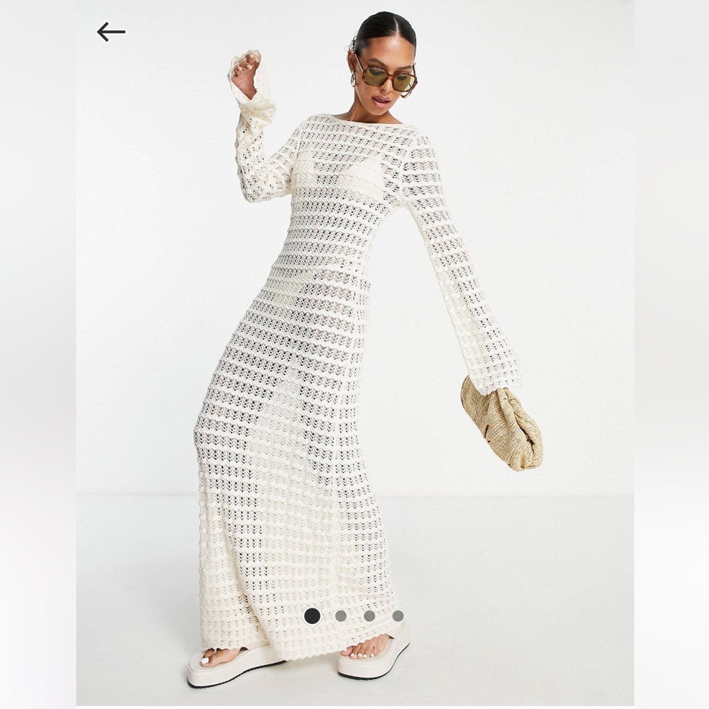 NWT &Other Stories CROCHET MAXI DRESS OPEN BACK